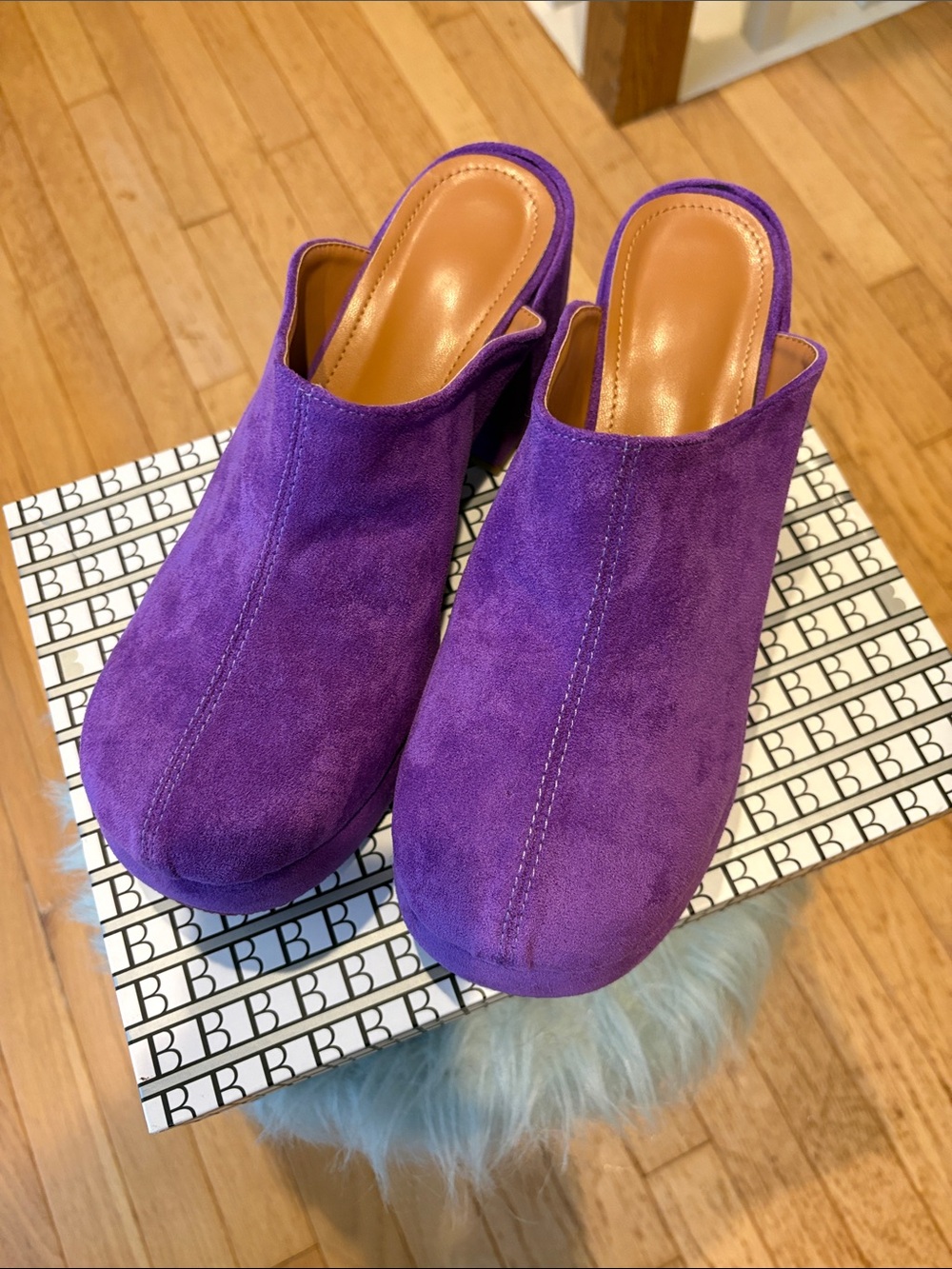 Purple Suede Slip-On Mules for Women